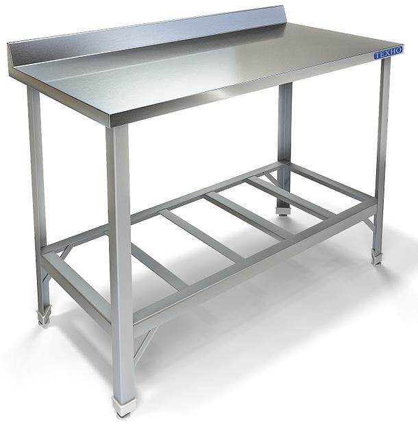 Стол разделочный кухонный с бортом, каркас уголок и полкой с решеткой СПП-959/408 (400x800x850 мм) фото 1