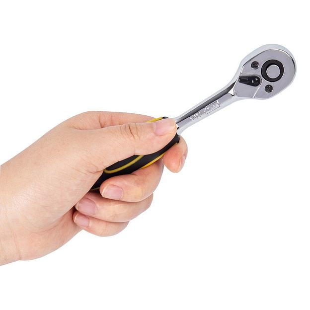 Ключи Deli Набор торцевых головок с трещоткой 12 предметов Deli DL0012T 1/4» (10 торцевых головок (5,6,7,8,9,10,11,12,13,14 мм), удлинитель, трещотка 45 зубьев, сталь 50BV30 фото 4