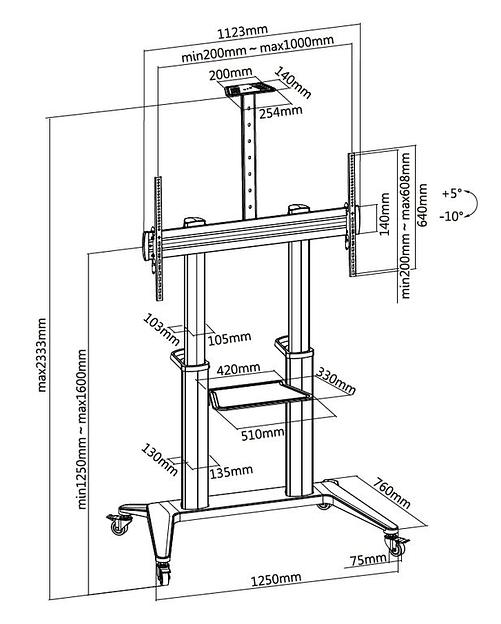 Digis DSM-P7106C {55"-100" 140 кг 200x200, 400x200, 300x300, 400x400, 600x400, 800x400, 800x600, 1000х600} фото 5