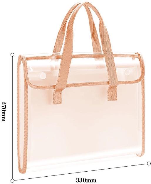 Папка-портфель Deli PM308RED на кнопке 7 отдел. A4 с окантовкой пвх прозрачный/красный фото 2