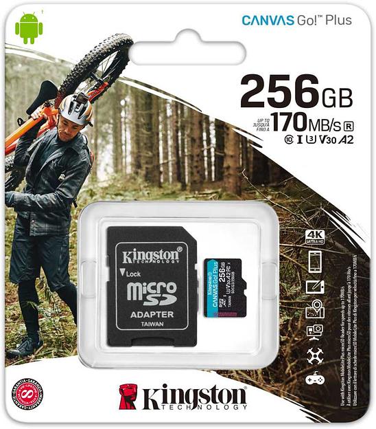 Флеш карта microSDXC 256Gb Class10 Kingston SDCG3/256GB Canvas Go! Plus + adapter фото 3