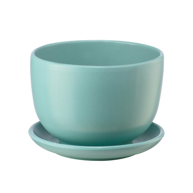 Керамический горшок "Бутон" с подставкой, 0,5 л., Д130 Ш130 В90, бирюзовый фото 1