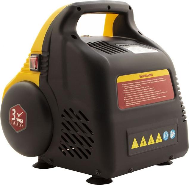 Компрессор поршневой Denzel РС 1/6-180 безмасляный 180л/мин 6л 1100Вт желтый/черный фото 2