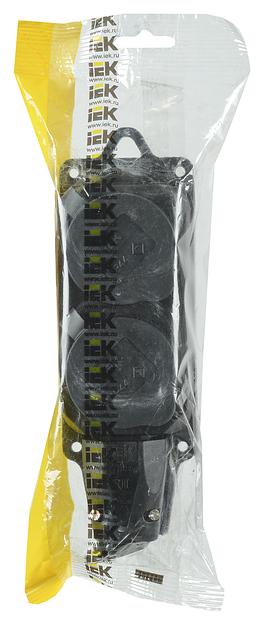 Блок силовая (2розет.) IEK Омега (PKR62-016-2-K02) откр. зазем. крыш. черный (упак.:1шт) фото 2