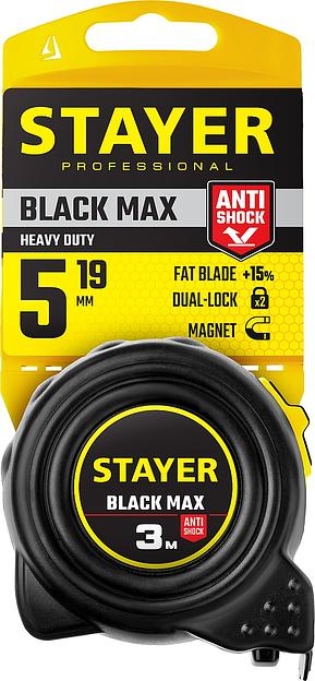 STAYER BlackMax, 5 м х 19 мм, рулетка с двумя фиксаторами, Professional (3410-05) фото 3