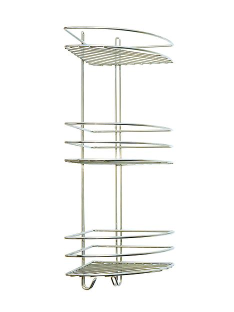 Полка для ванной комнаты «Консулл», 3-ярусная, угловая, с крючками, овал, 200х200х585 мм, хром, арт. 48991-3 Опт фото 1