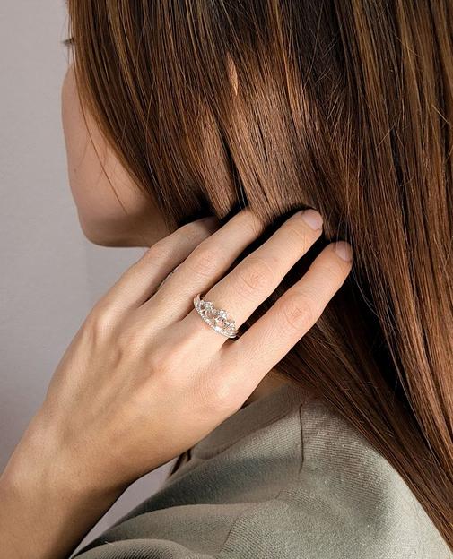 Серебряное женское кольцо в виде короны 925 фото 6