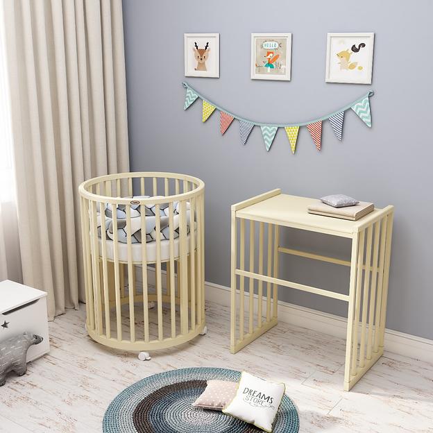 Круглая кровать-трансформер 8 в 1 Dreams, стандарт слоновая кость опт фото 1