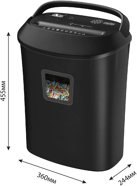 Шредер Cactus CS-SH-P8 черный (секр.P-4) фрагменты 12лист. 25лтр. скрепки скобы пл.карты CD фото 4