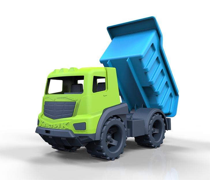 Грузовик «Казик» (зелёный + голубой) в коробке 25 см ОПТ фото 3