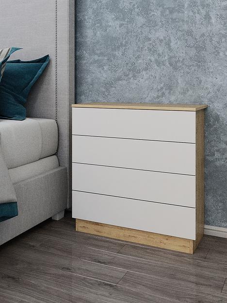 Комод Wood&Stone «Малави» дуб бунратти, белый 77.8×32.2×79.4 см фото 6