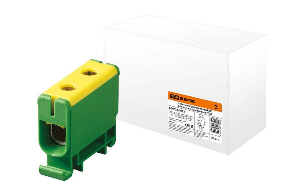 Клемма вводная силовая КВС 6-50 кв.мм желтая/зеленая (SQ0833-0003) фото 1