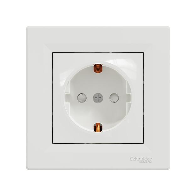 Розетка с заземлением со шторками SE EPH2900221 Asfora 16А в сборе винт. клеммы белый EPH2900221 фото 2