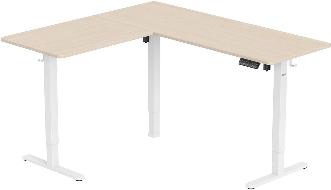 Стол для компьютера Cactus угловой подъёмный столешница МДФ белый дуб каркас белый 140x72x60см (CS-EDXL-WWD) фото 3