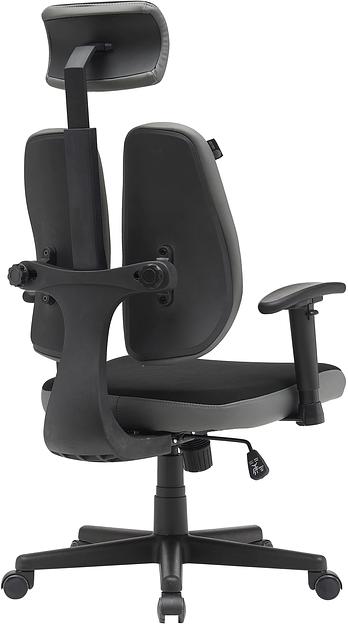 Кресло Cactus CS-CHR-MC03-BKGY черный/серый с подголов. крестов. пластик пластик черный фото 4