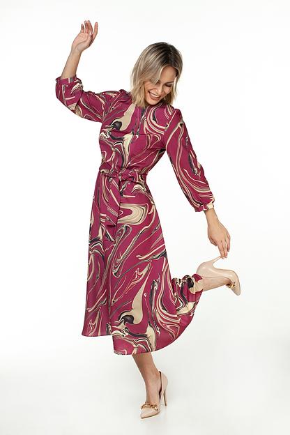 Платье женское  5993/03/Малиновый, бежевый  фото 2