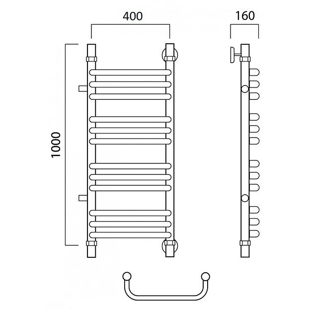 Полотенцесушитель водяной Роснерж Скоба L102011 100x40 с боковым подключением 600 групповой фото 2