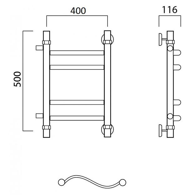 Полотенцесушитель водяной Роснерж Волна L101011 50x40 с боковым подключением 400 групповой фото 2