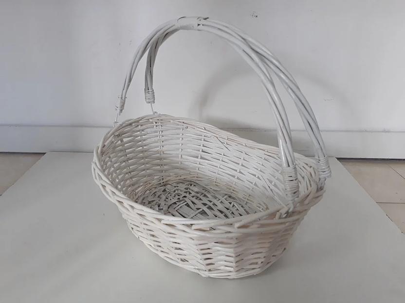 Белая плетенная подарочная корзина для фруктов, шампанского, конфет, размер 43 см ОПТ фото 2