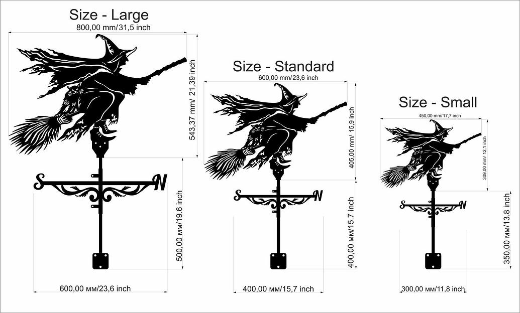 Флюгер «Ведьма и кошка» ОПТ фото 4