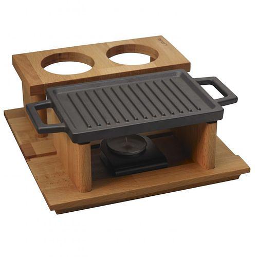 Сковорода-гриль порц. 22*15 см. h=1,5 см. чугун. на дерев. подставке LAVA /1/ фото 1