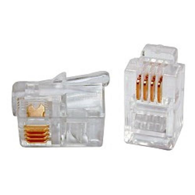 Gembird коннектор телефонный RJ11 6P4C (100 шт. в уп.!!!) (MP-6p4c/5) фото 1