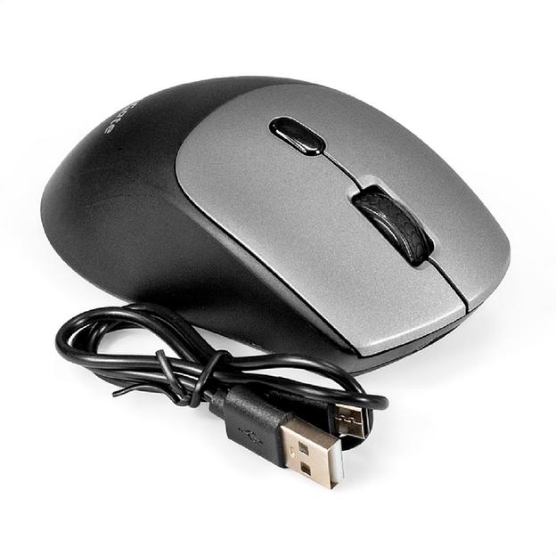 Беспроводная мышь ExeGate Professional Standard BT-070 (радиоканал 2,4 ГГц+Bluetooth5.2, оптическая, 1600dpi, 6D, 6 кнопок и колесо прокрутки, 500mah аккумулятор, черная, серая вставка, RTL) фото 1