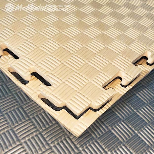 Мягкий модульный пол для детских игровых комнат 100x100 см, толщина 1,2 см, Цвет бежевый, Толщина модуля 12 мм. фото 1