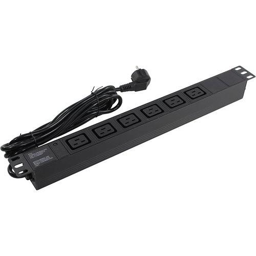 Exegate EX280871RUS Блок розеток ExeGate ServerPro PDU-19H013 Al-6C19-EU3-SW, 19",1U,алюм, 6 IEC 320 C19, евровилка, 3м фото 1