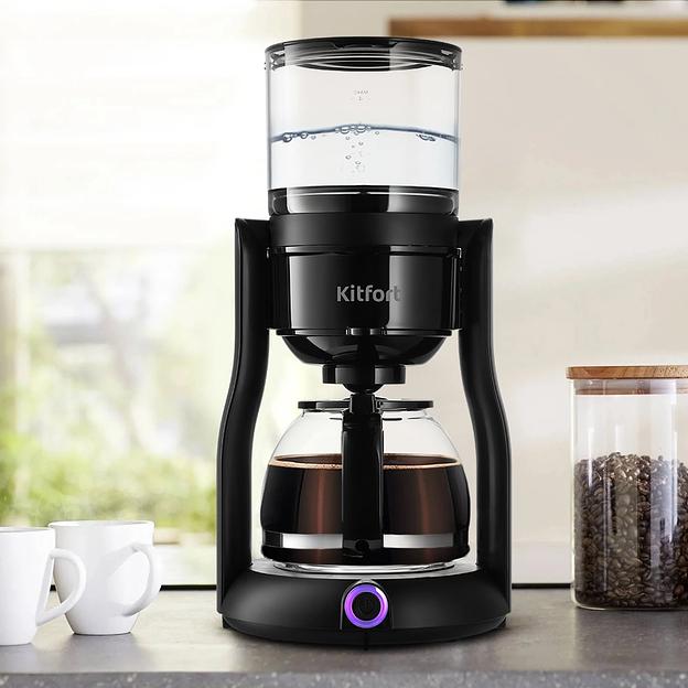 Кофеварка капельная Kitfort КТ-7136 680Вт черный фото 2