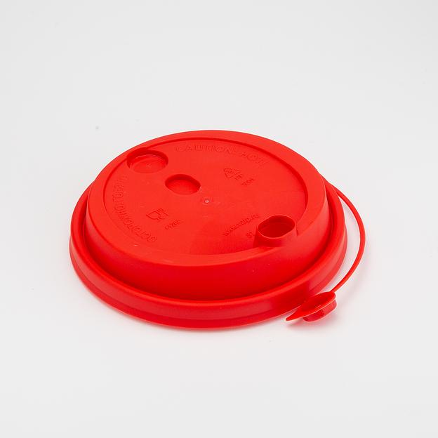 Крышка к стаканам 300-500мл красная d90мм с закрывающимся отверстием "ЧД" - 50 шт фото 1