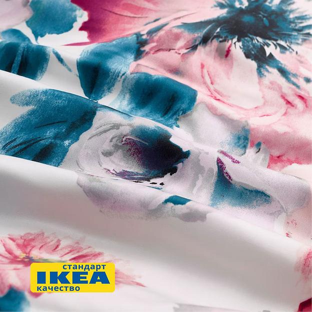 Простыня прямая ПЛАТАН (ИКЕА ПЛАТТМАЛ) 240x260, цветочный принт/белый, лиоцелл KL-50102004 фото 2