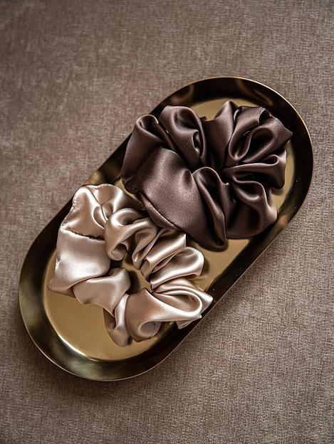 Шёлковая резинка для волос Classic «Chocolate» ОПТ фото 5