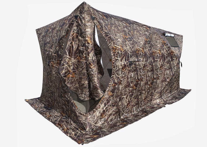 Палатка СТЭК куб 4 Дубль КМФ камыш, 440*220*205 см, выход под трубу фото 4