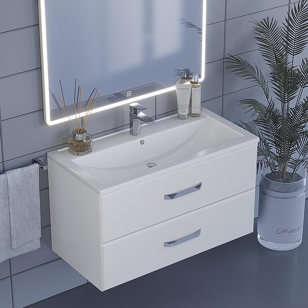 Тумба с раковиной для ванной Uperwood Foster 90 см, подвесная, белая фото 1