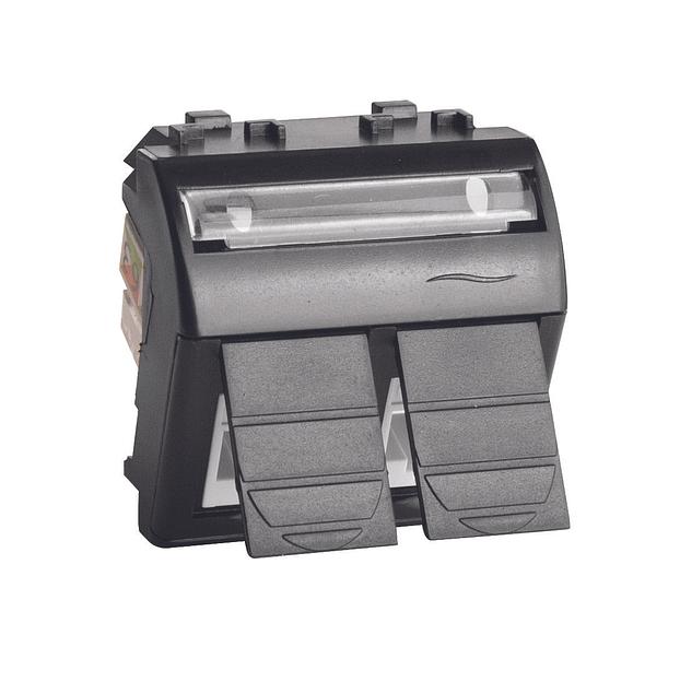 Тел.роз. двойная RJ12 (6P6C, Hyperline, заделка NE-TOOL) Brava, черн., 2мод фото 1