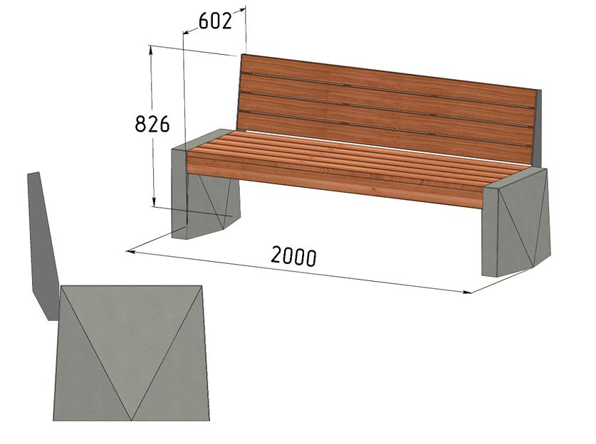 Скамья «Полигональ» под заказ ОПТ фото 1