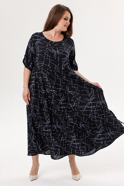 Платье штапель 6079/14/Черный, голубой фото 5