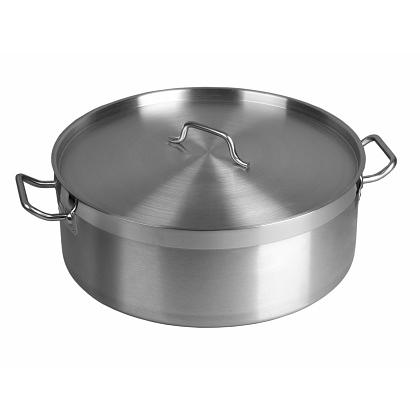 Котел 18 л. нерж. d=40 см. h=12 см. низкий, тройное дно с крышк. (индукция) /1/ фото 1