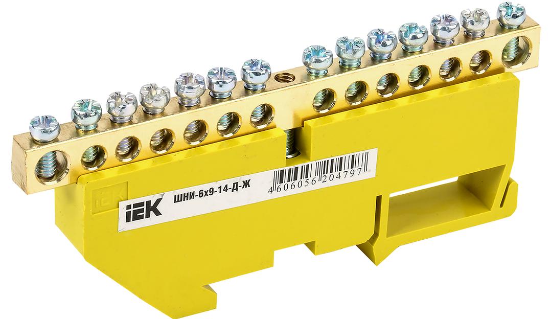 Iek YNN10-69-14D-K05 Шина PE "земля" на DIN-изол ШНИ-6х9-14-Д-Ж ИЭК фото 1