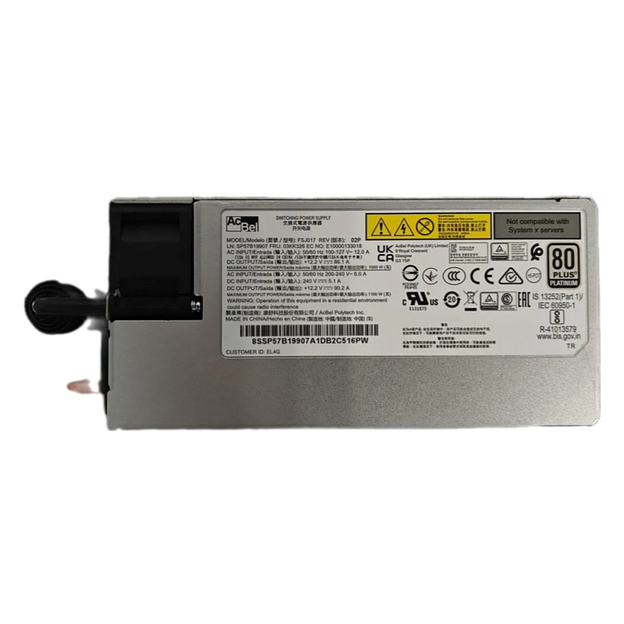 Блок питания серверный Lenovo ThinkSystem 1100W 230V/115V Platinum Hot-Swap Gen2 Power Supply v3 фото 1
