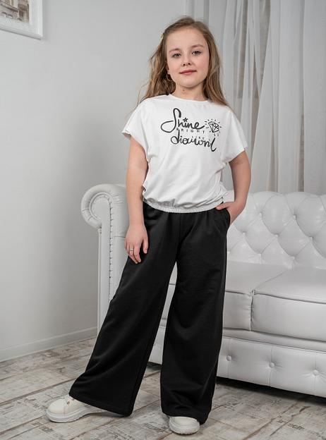 Брюки широкие, свободные Энди для девочек, чёрные, 4-122, опт фото 1