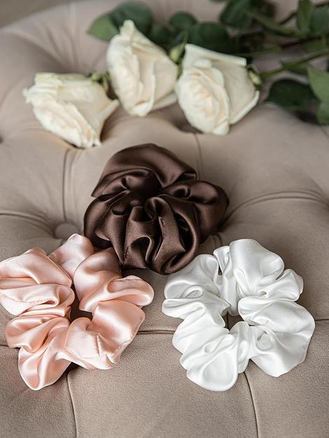 Шёлковая резинка для волос Classic «Natural White» ОПТ фото 5