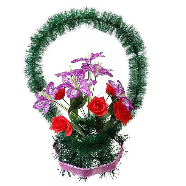 Рит-ная корзина Секстон (лилии,розы) ф266-р50-Лнт-н19-г258-г535 75см фото 1