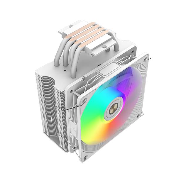 Кулер для процессора Alseye N120, х120мм, 800~1800rpm, 4-pin, Al+Cu, белый/ARGB, 73.9CFM, 33.2дБ, 4-PIPE, INTEL 1700/1200/115x/2011/2066/1366, AMD AM5/AM4 (AS.01.05.0013) фото 5