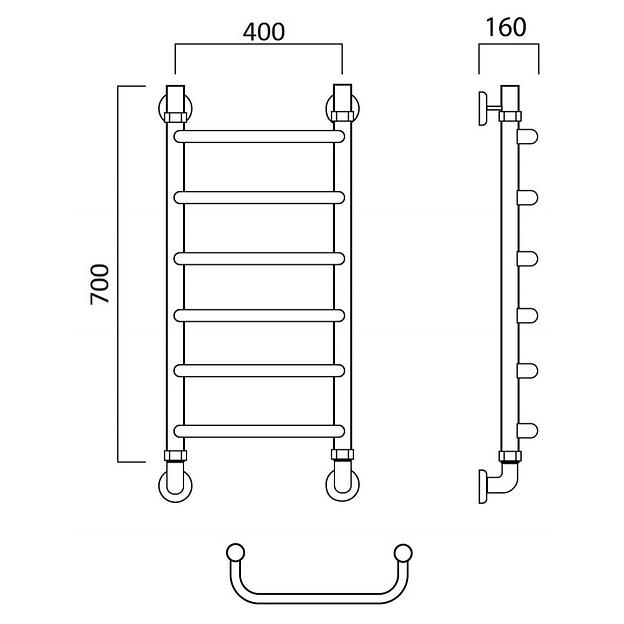Полотенцесушитель водяной Роснерж Скоба L102000 70x40 фото 3