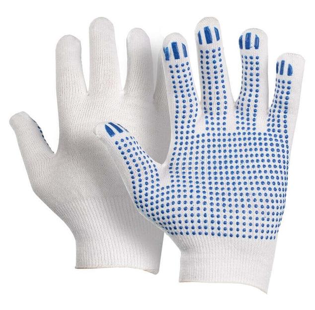 Перчатки ХБ с ПВХ 10-класс, белые фото 1