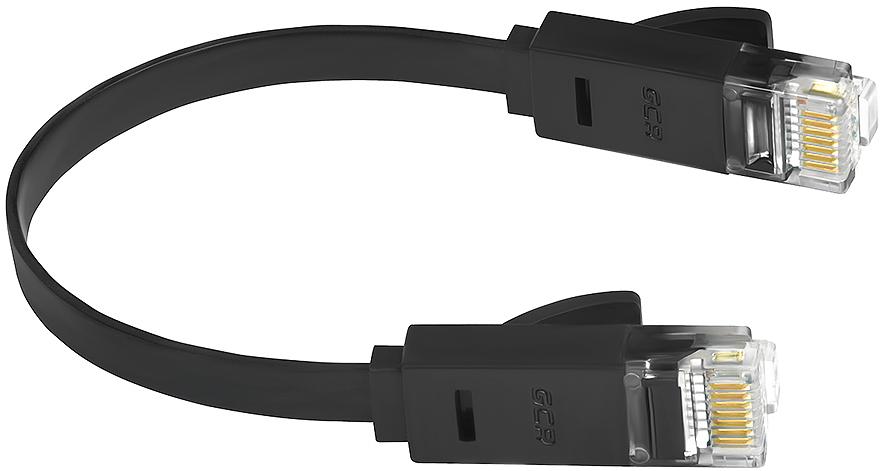 Greenconnect Патч-корд PROF плоский прямой 15.0m, UTP медь кат.6, черный, позолоченные контакты, 30 AWG, GCR-LNC616-15.0m, ethernet high speed 10 Гбит/с, RJ45, T568B Greenconnect RJ45(m) - RJ45(m) Cat. 6 U/UTP PVC 15м чёрный (GCR-LNC616-15.0m) фото 4