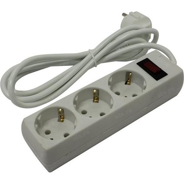 Exegate EX279346RUS Удлинитель ExeGate EC-3-1.8W (3 розетки, 1.8м, евровилка, белый) фото 1
