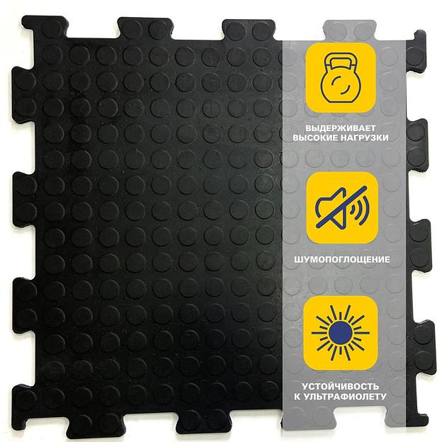 Резиновая плитка «Rubber Grain», 12 мм, 475х475 мм, чёрная фото 1